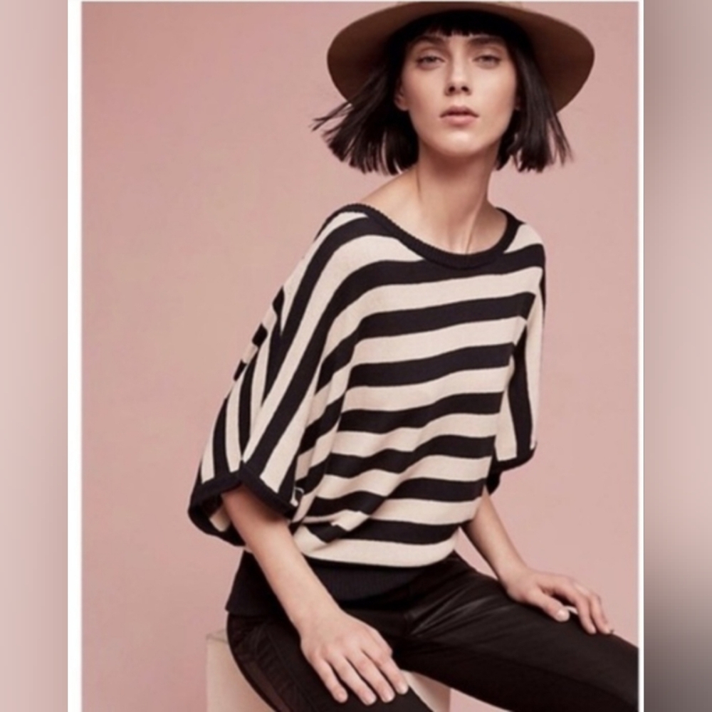 Anthropologie Moth Womens  Striped Dolman Sleeve Tunic Sweater